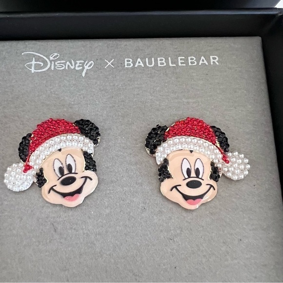 NEW Baublebar x Disney Mickey Mouse Christmas santa earrings - Picture 3 of 11
